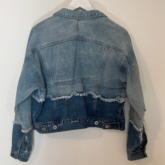 Dance & Marvel Distressed Two Toned Jean Jacket Size Small - Picture 7 of 9